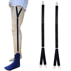 1 par de soportes para camisas para hombres, tirantes elásticos ajustables para piernas de policía militar, correas antideslizantes para camisa, ligas de calcetín Tucker