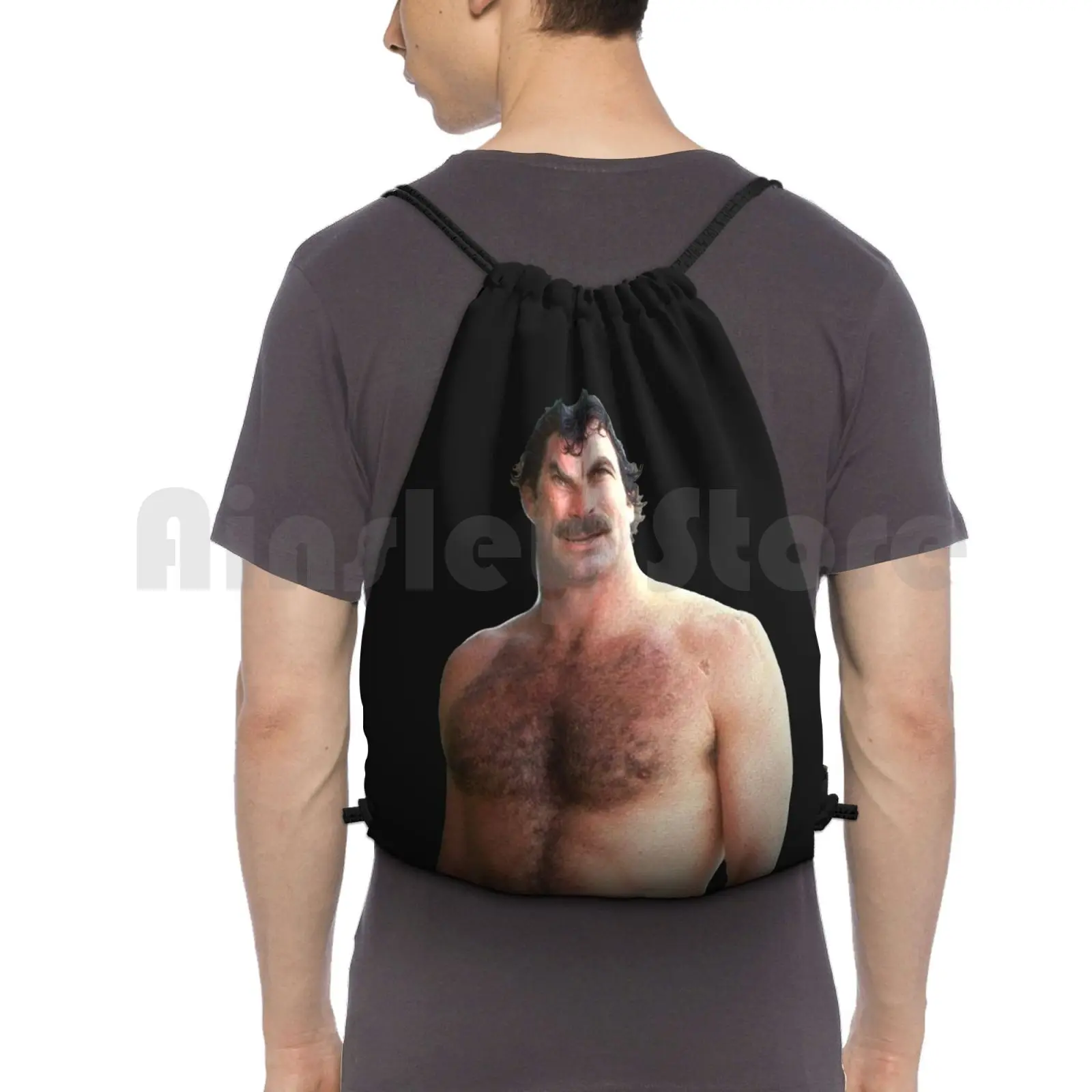 Tom Selleck Backpack Drawstring Bag Riding Climbing Gym Bag Man Manly Tom Selleck Friends Actor Pi Cool Guy Sexy Nature