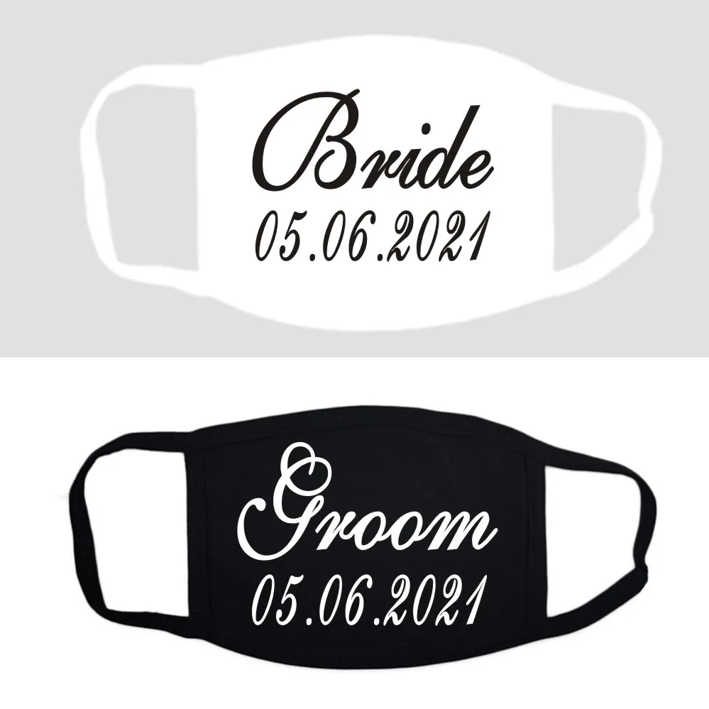 Custom Wedding Mr Mrs Face Mask Quarantine Mask Wedding Party Guest Mask Reusable Washable Bride & Groom Couple Masks