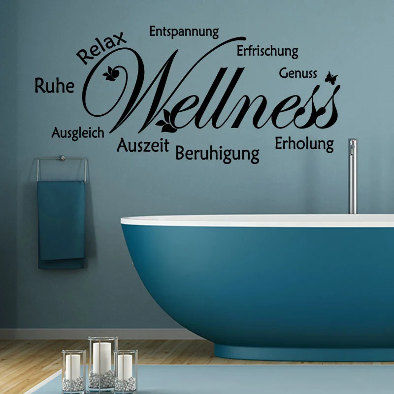 

German Wellness Enjoy Ruhe Relax Wall Sticker Decal Bathroom Entspannung Recreation Reassurance Quote Bath Home Decor