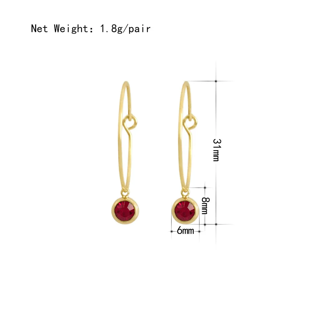 Korean Style Lovely Women Hoop Earrings Gold Color Hoop with Small Cute Stone Charm Earrings for Girl and Mom Best Gift