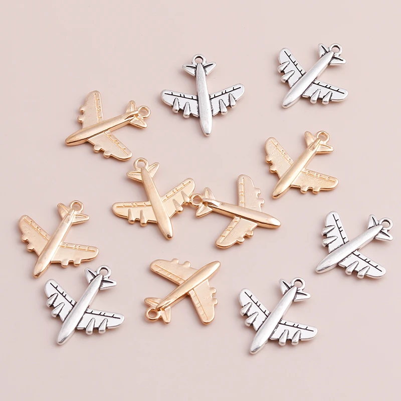 Leslie 20pcs High Quality Alloy Aircraft Pendants Charms fit Bracelets & Necklaces Two Color 23x20mm DIY Jewelry Accessories