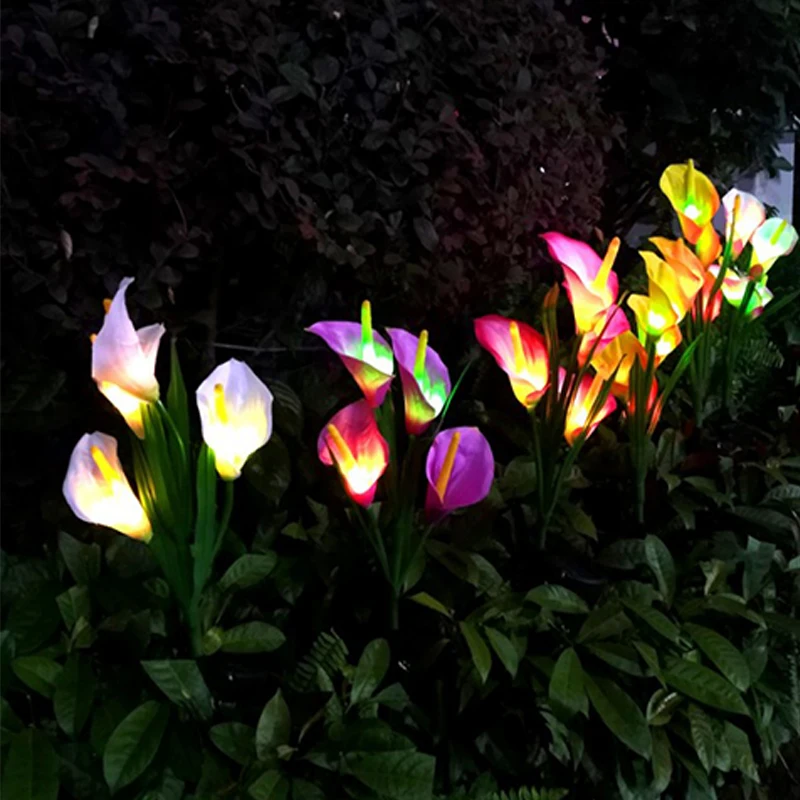 Solar Verlichting Outdoor Waterdichte Solar Lamp Calla Lelie Licht Outdoor Villa Tuin Licht 4 Calla Lelie Kleurrijke Verlichting Glow In dark