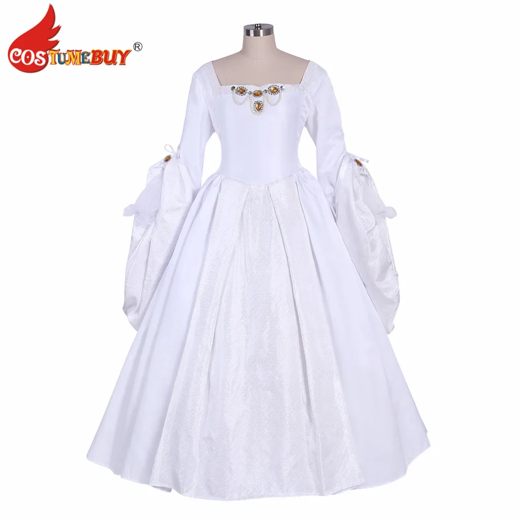 Costumebuy Tudor Queen Elizabeth Versailles Gothic Dancing Dress Anne Boleyn Girl White Dress Ball Gown Drama custom made