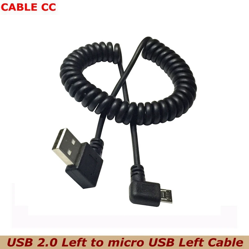 90 Degree USB Micro USB Kabel Charge USB to Micro USB Spring Cable Data Sync Charger Cord Coiled Cable for HTC Huawei Samsung