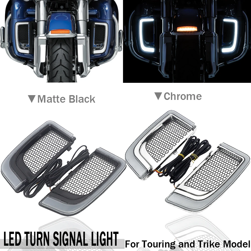 

NEW Motorcycle For Harley Touring and Trike Model FLHTCU FLHTK FLTRU FLTRK 2014-2020 LED Turn Signal Light Fairing Lower Grills