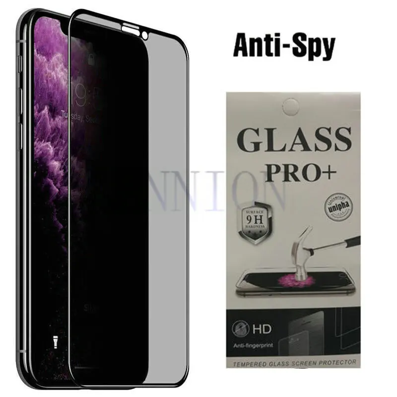 New Anti Spy 9H Privacy Glass Silk Screen Protector for iPhone 13 12 Pro Mini 5.4 6.1 6.7 11 X Xs Max Xr 8 7 Plus 50pcs retail