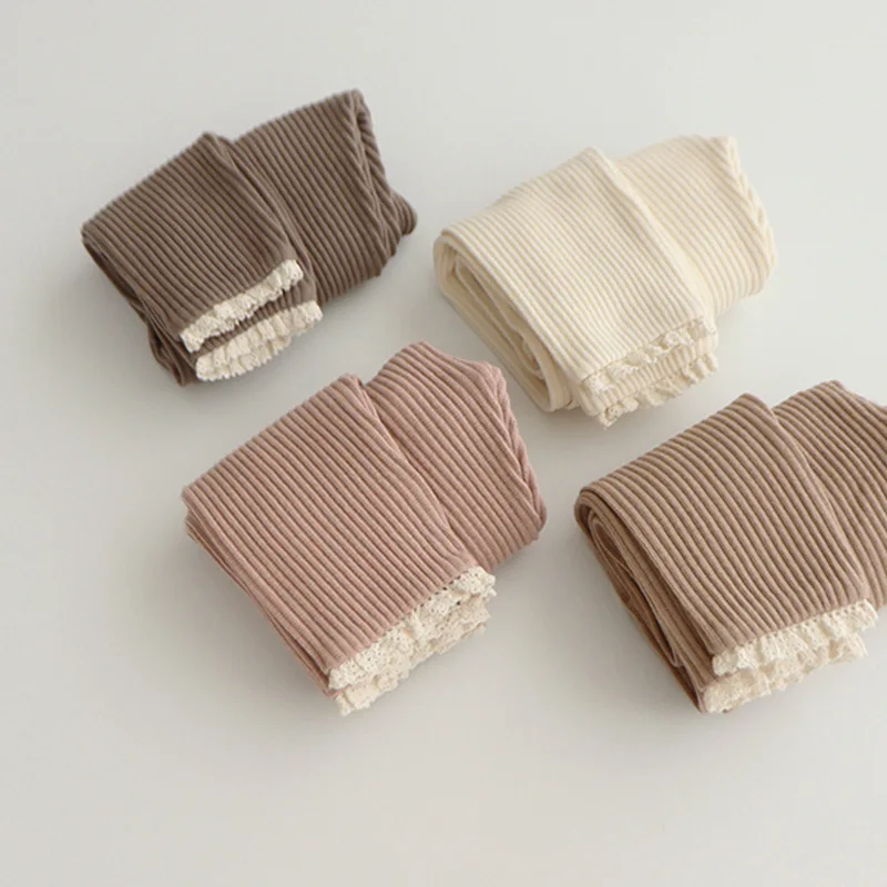 Schmale elastische Strumpfhose für Babys, Herbst, einfarbige Rüschenhose für Kleinkinder, einfache Oberbekleidung für 3 Monate bis 3 Jahre – Detail 12