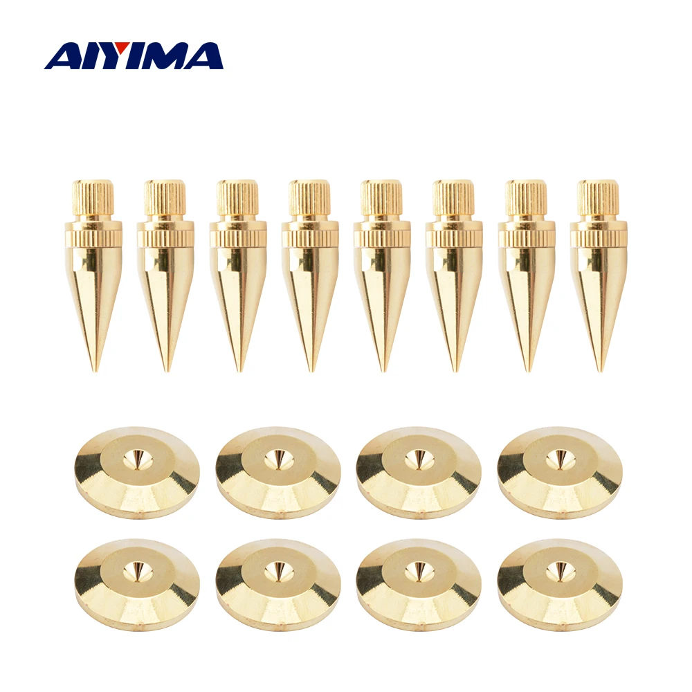 AIYIMA 8 Sets Audio Speaker Spikes M6x36 Active Speakers Parts Accessories Copper Foot Nails Foot Pads DIY For Sound System