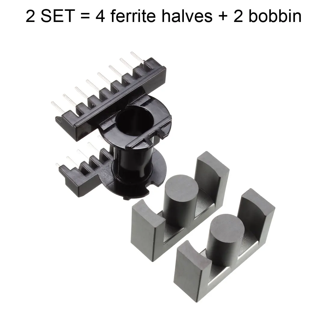 2Sets EC35 8 with 8pin Transformer Bobbin PC40 Ferrite Core Horizontal Type 4 Ferrite Halves and 2 Bobbin for Color TV Monitor