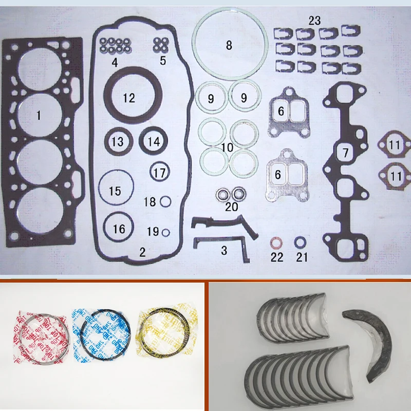 

2E Engine complete Full Gasket Set kit crankshaft connecting rod bearing piston ring for Toyota COROLLA/STARLET/SPRINTER 1.3L