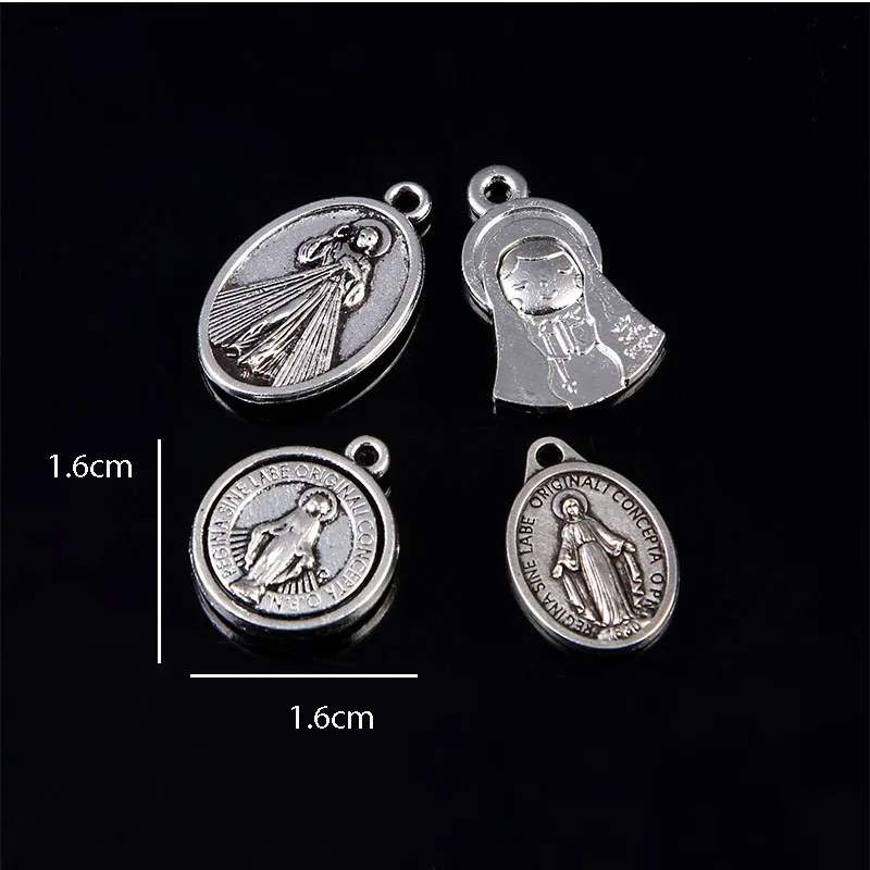 Catholic oval Virgin Mary medal charm necklace fashion craft jewelry bracelet accessory making view 4