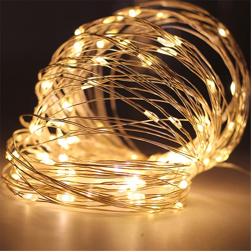 1M 2M 3M 5M LED String Lights Silver Wire Fairy Lights Garland Xmas Tree Christmas Outdoor Wedding Party Home Decor USB Lighting