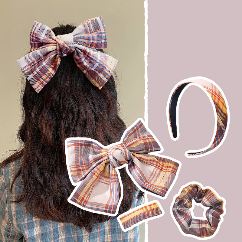 1/4/6 Pcs Hair Accessories Set For Girl Hair Bands Women Hairpins Hair Clips Plaid Hair Rope Hair Tie Korean Headwear Scrunchies