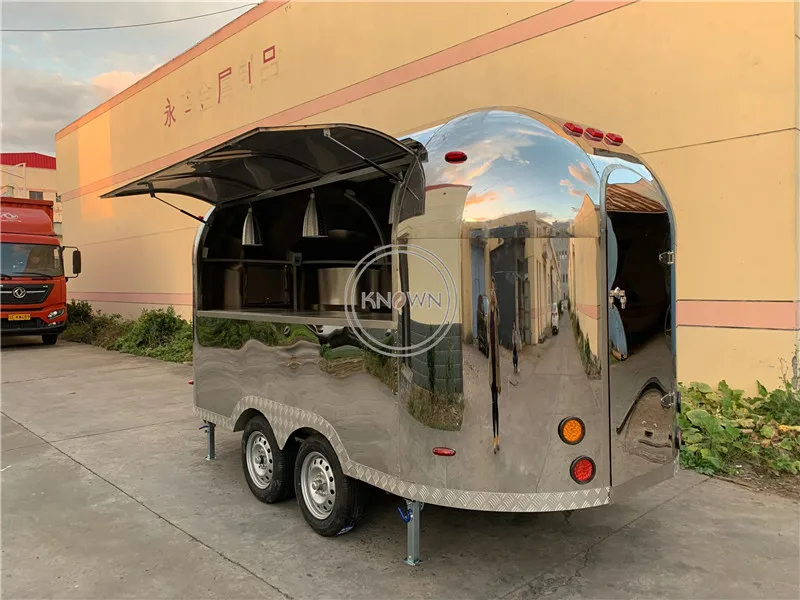 Airstream-carro expendedor de helados y Pizza de acero inoxidable, carrito móvil de comida rápida para restaurante, remolque, camión, para la venta