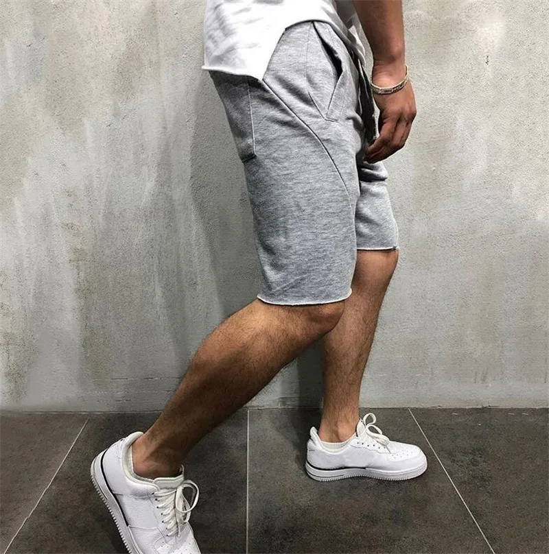 Men Shorts Wild Style Solid Color Ripped Short Pants Jogger Workout Shorts Men