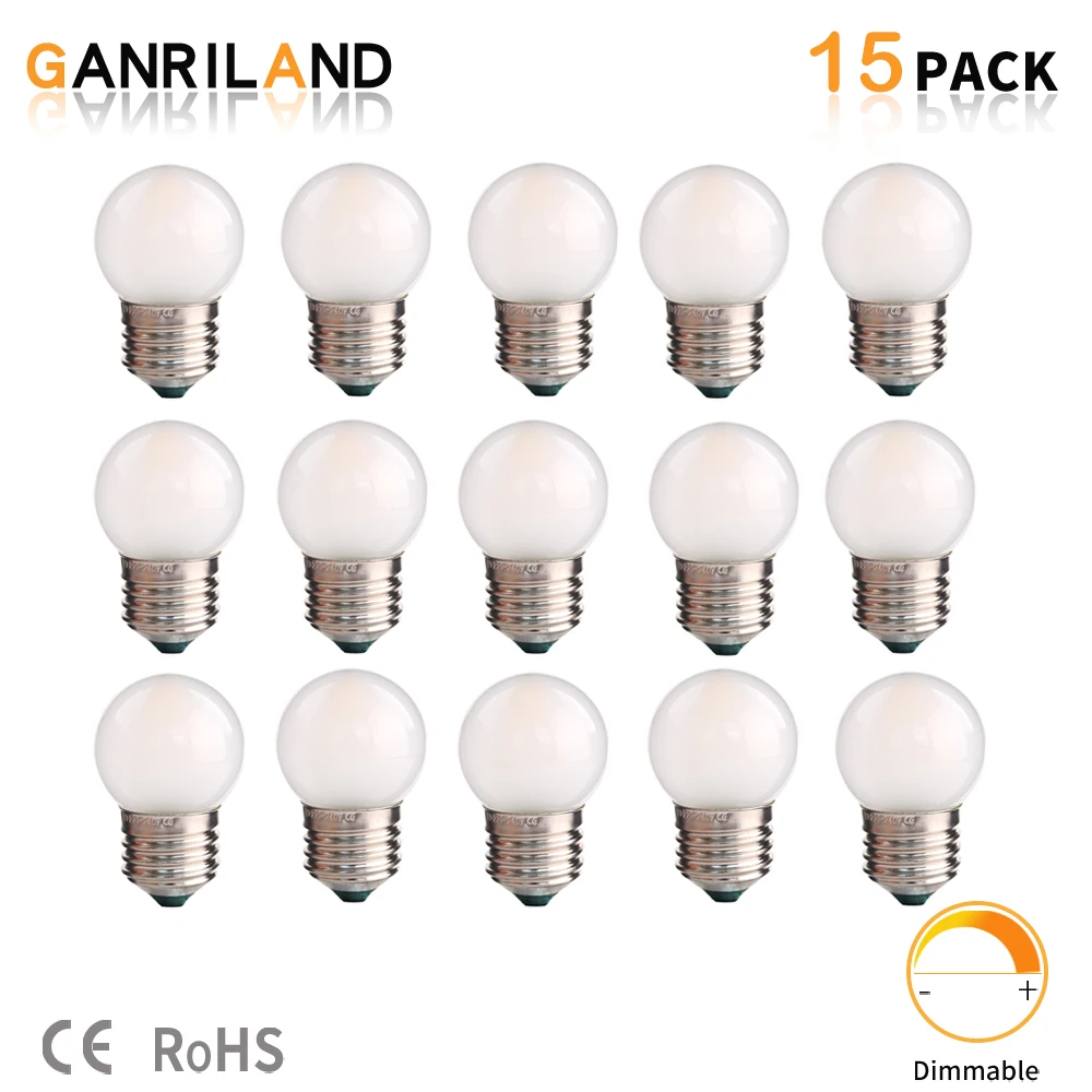 ganriland lampadas de incandescencia fosco mini lampadas corda de poupanca de energia branco quente g40 15w 2700k e26 e27 01