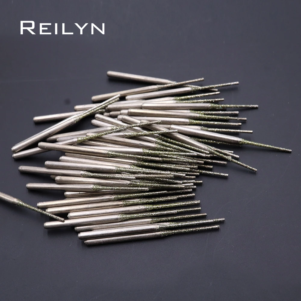 100pcs Ultra-long diamond drilling bits  Emery diamond abrasive bits peeling needle A type teeth grinding burr