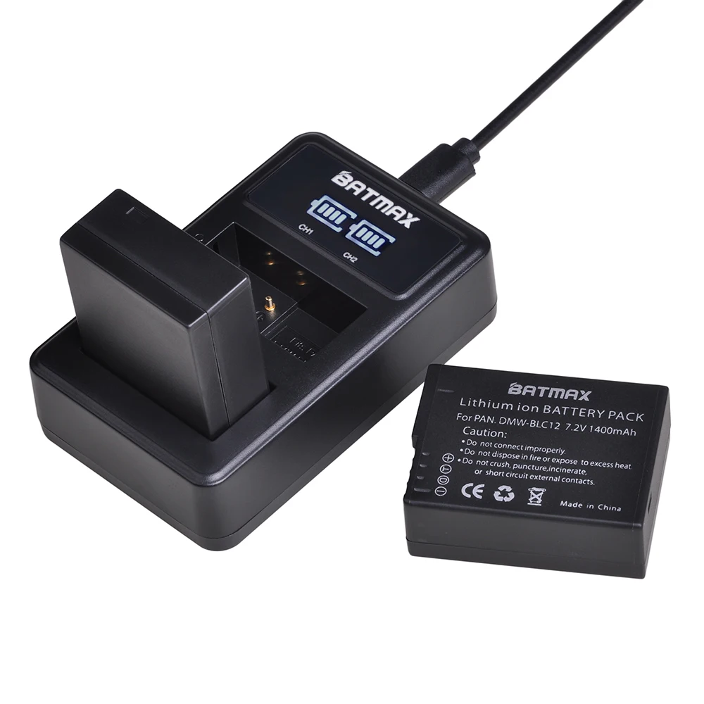 Batmax – chargeur de batterie double USB LED DMW-BLC12 DMW-BLC12E BLC12P, pour Panasonic Lumix FZ1000,FZ200,FZ300,G5,G6,G7,GH2,DMC-GX8