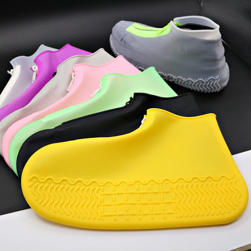 FamtiYaa Waterproof Shoes Covers Reusable Protector Galoshes Silicone Rain Boots Women Overshoes Woman Shoe Cover Summer 2020