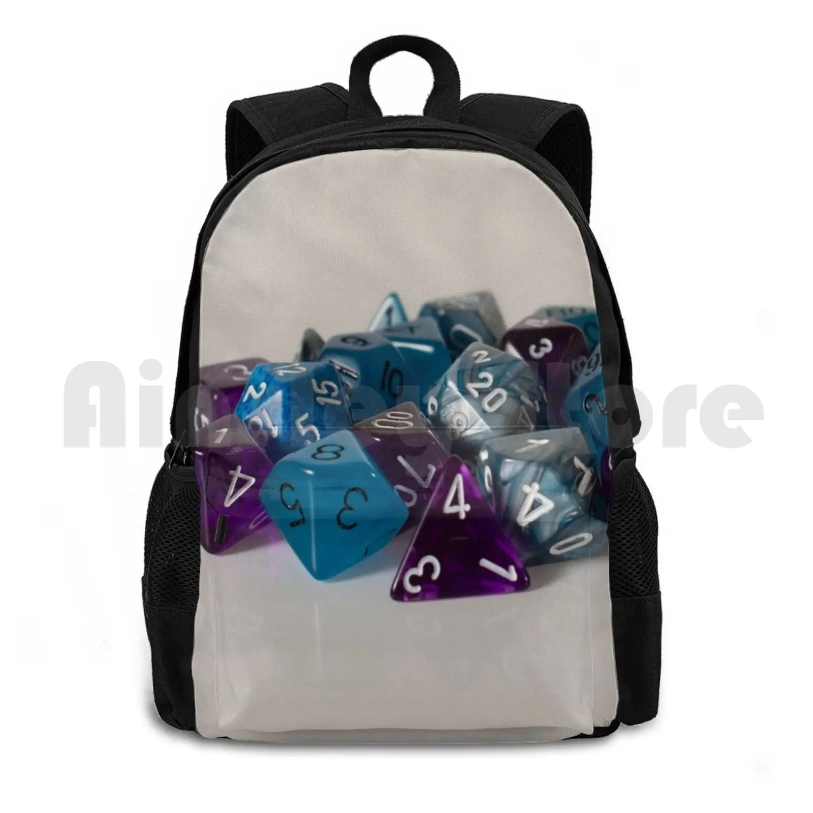 

Silver Blue Purple Dice Outdoor Hiking Backpack Riding Climbing Sports Bag And Dice Games Rpg D20 Pathfinder Geek Gamer Nerd