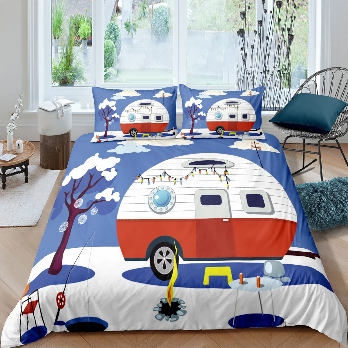 Home Textiles Luxury 3D Holiday Travel Duvet Cover Set Pillowcase Kids Bedding Set AU/EU/UK/US Queen and King Size Bedding