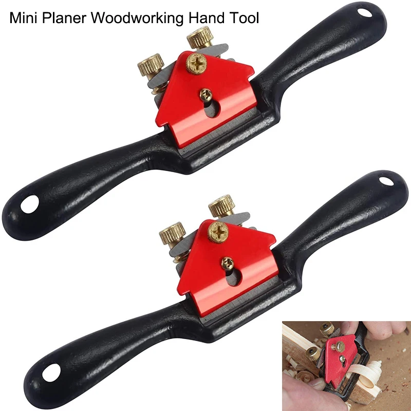 9 Inch Adjustable Spoke Plane with Flat Bottom and Metal Blade Mini Plane Cutting Edge Chisel Trimming Woodworking Hand Tool