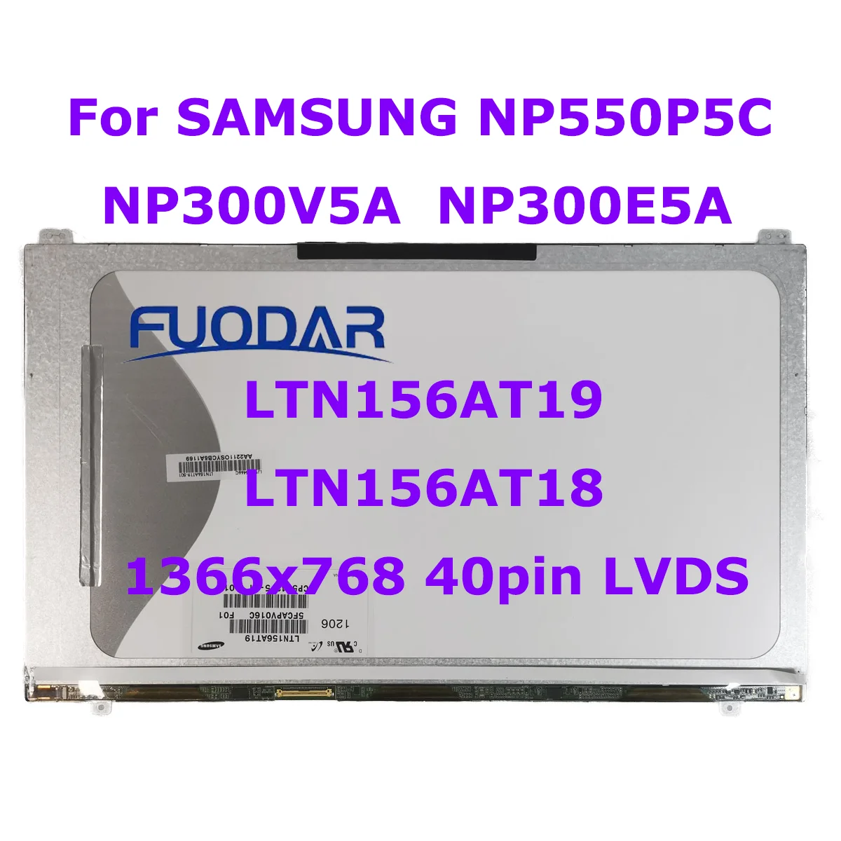 

ЖК-экран для ноутбука Samsung LTN156AT19 00 501 503 LTN156AT19-001 LTN156AT18 N156BGE-L52 N156BGE-L62 N156BGE-L51 LED 40PIN