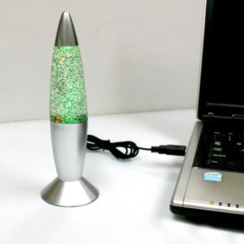 3D Rocket Multi Color Changing Lava Lamp RGB LED Glitter Party Mood Night Light Christmas Gift Bedside Night Lamp Blue,White