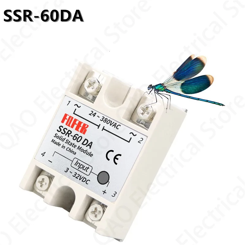 SSR-60DA Solid State Relay DC-AC Actually 3-32V DC TO 24-380V AC SSR Relay without Cover