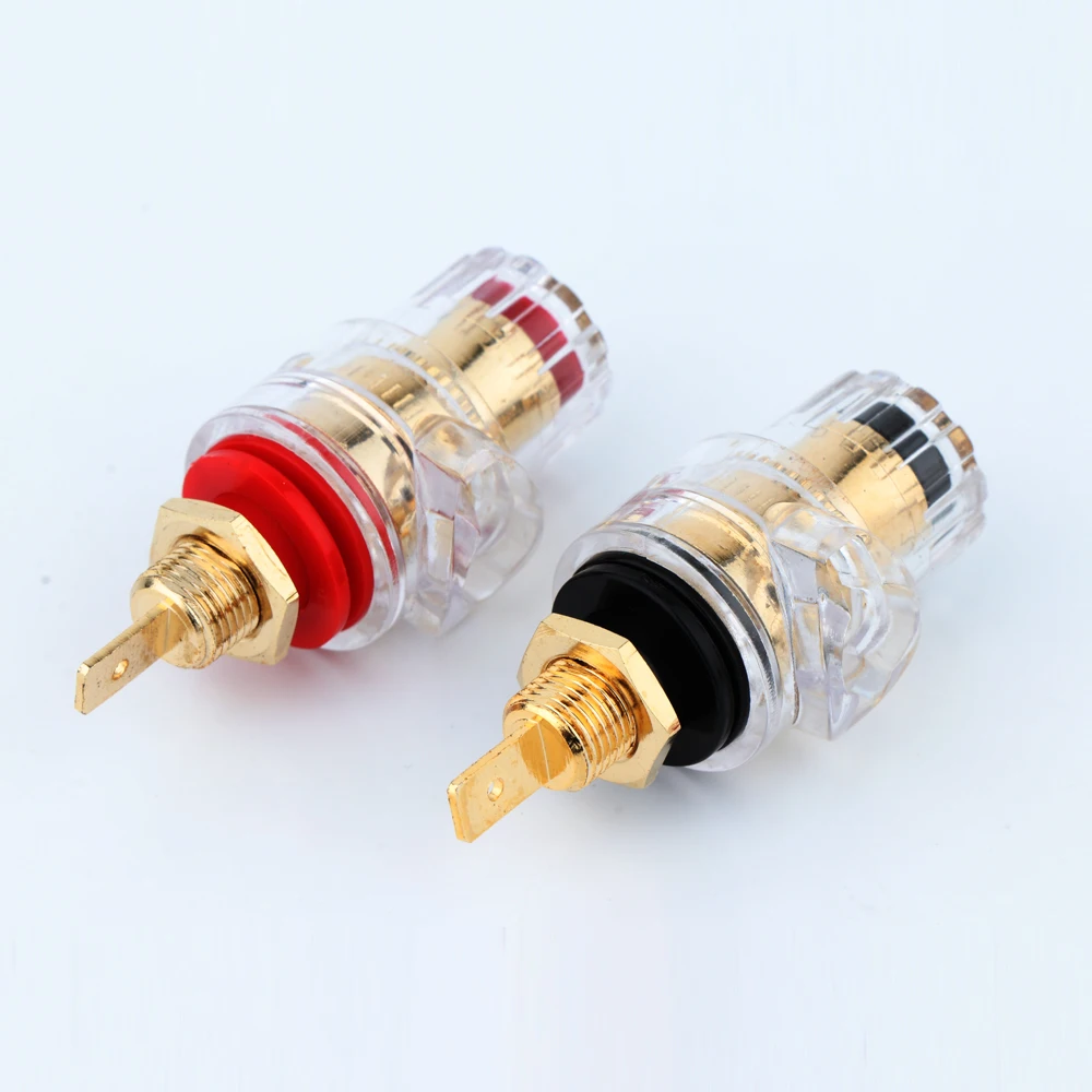 스피커 앰프용 터미널 금도금 바인딩 포스트, 4mm 바나나 플러그 황동 커넥터