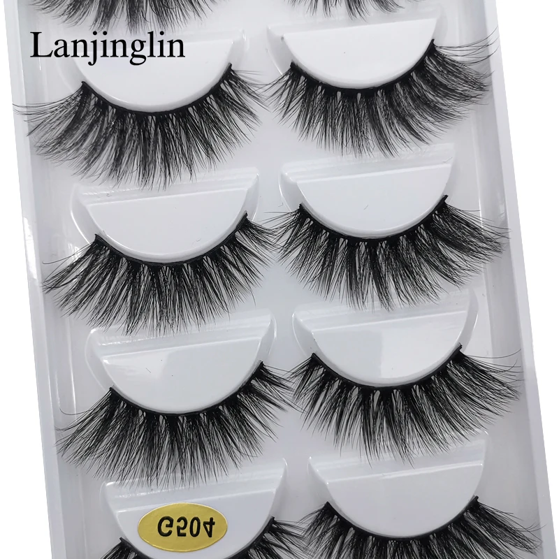 5 Paar 3d Nerts Haar Valse Wimpers Natuurlijke Herbruikbare Lange Volle Wimpers Piekerige Make-Up Wimper Extensie Sexy Nep Lash Cilios