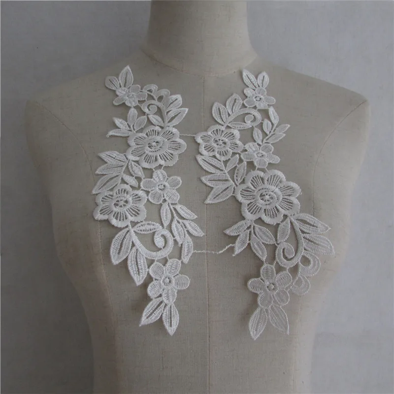 Fashion style Embroidery Applique Lace Fabric Collar DIY Sewing Lace neckline Clothing Accessories Scrapbooking A pair of sale