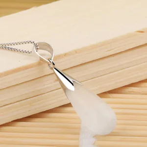 Pura 925 Sterling Silber Schmuckset, Tropfen Opal Cat Eye Stone Pendellwasser, Kettenohrringe, einfache Kette, Weiß und Rose 10 Hauptdelegverkäufe stiegen - №6