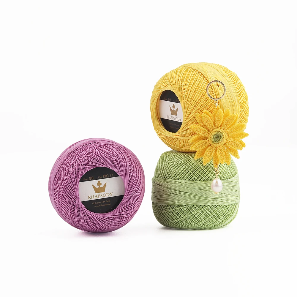 Rhapsody Premium Pearl Cotton Thread Size 80 184Yds 10 Grams Each Ball For All Kinds of Knitting Crochet Tatting view 2