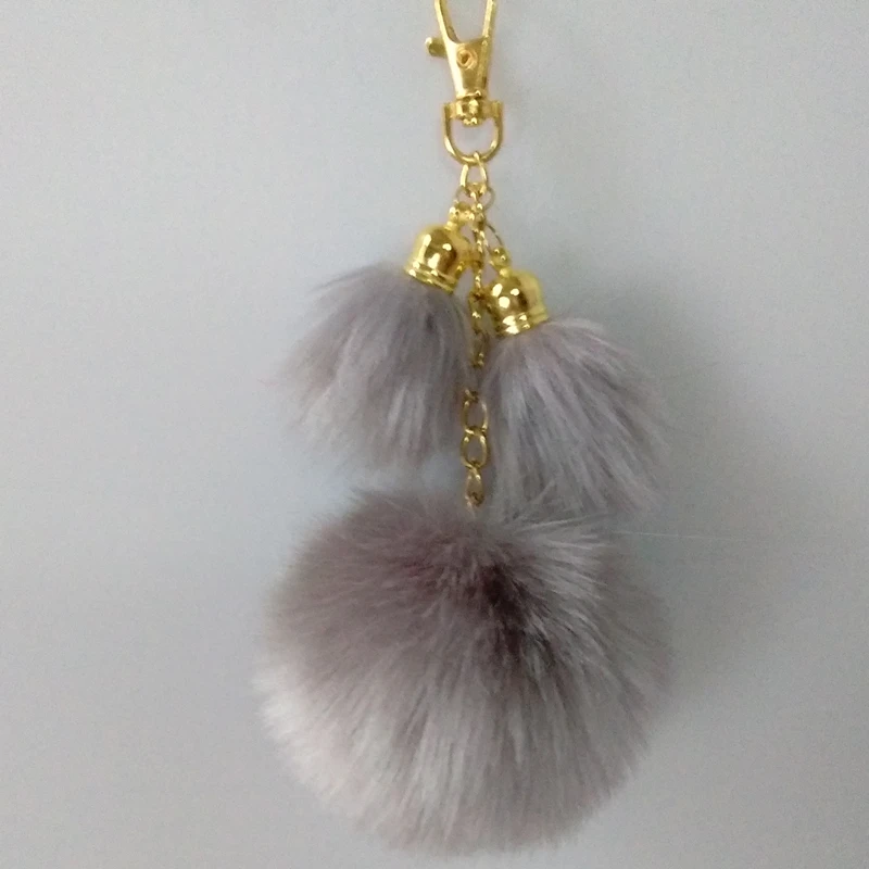 New 3 Pompon Key Chain Fluffy Fake Fur Ball Key Ring Cute Pendant Bag Charming Car Key Holder Personality Gifts