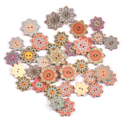 50pcs 20mm 25mm Round Wood Buttons 2 Holes for Sewing Material Scrapbook Clothing Crafts Hadework Accessories Mixed C3239