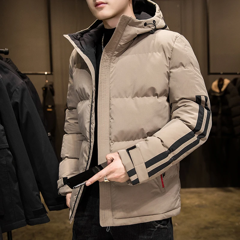 Hooded cotton-padded jacket men 2021 winter new loose down jacket coat shopping daily casual boyfriend warm coat full sleeve