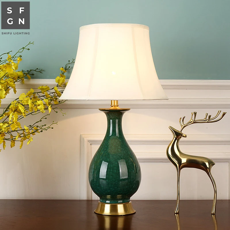 Copper table lamp bedside lamp ceramic lamp generous luxury table lamps for living room Bedroom led lamps