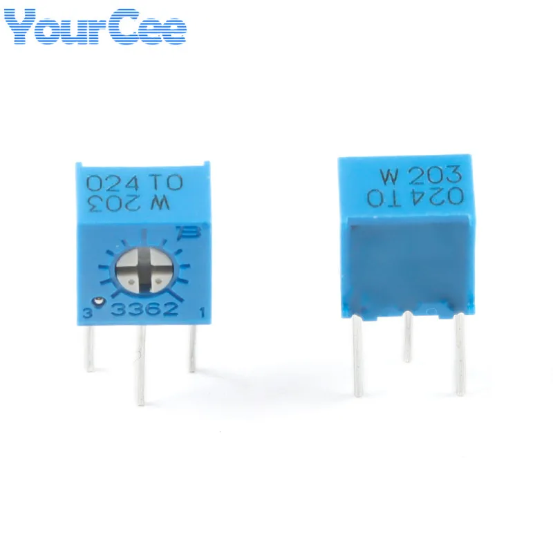 Potentiomètres de coupe-pot à résistance réglable de précision 3362W, 3362, 100R 200R 500R 1K 2K 5K 10K 20K 100K 200K 500K Ohm, 20 pièces