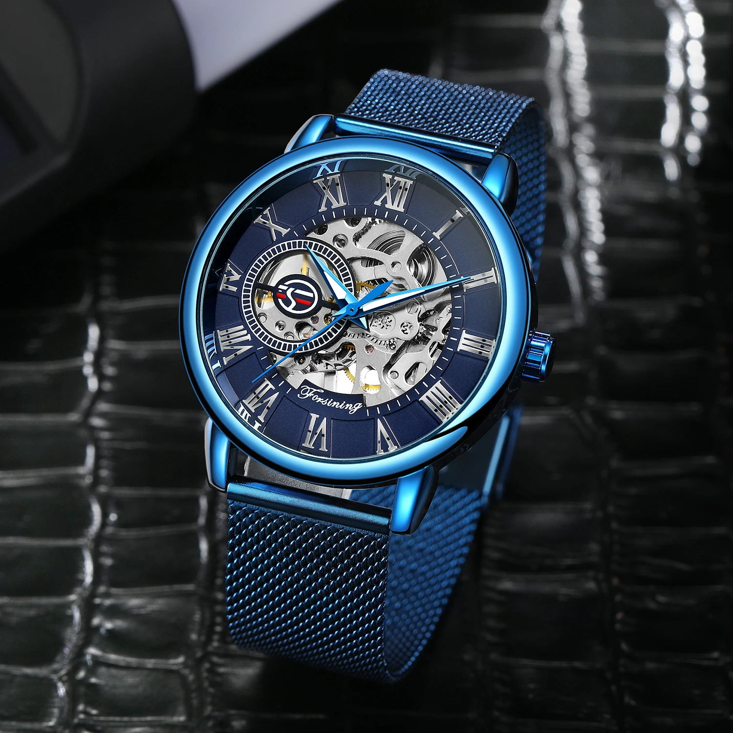 Forsining Luxury Skeleton Watch Man Mechanical Wristwatches Clockwork Hand Clock For Men Mechanical Husband Watches reloj