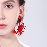 Cute Red Crab Lobster Earrings For Women Fashion Long Animal Drop Dangle Earrings Gift