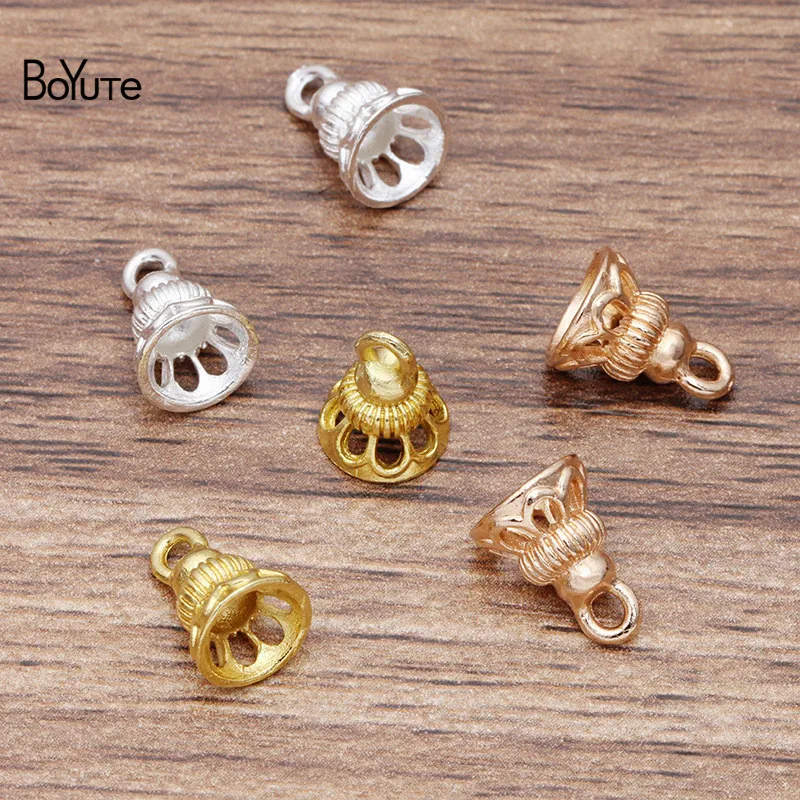 BoYuTe (100 Pieces/Lot) Factory Direct Wholesale DIY Jewelry Accessories Metal Alloy 8.5*11MM Flower Bead Caps with Loop