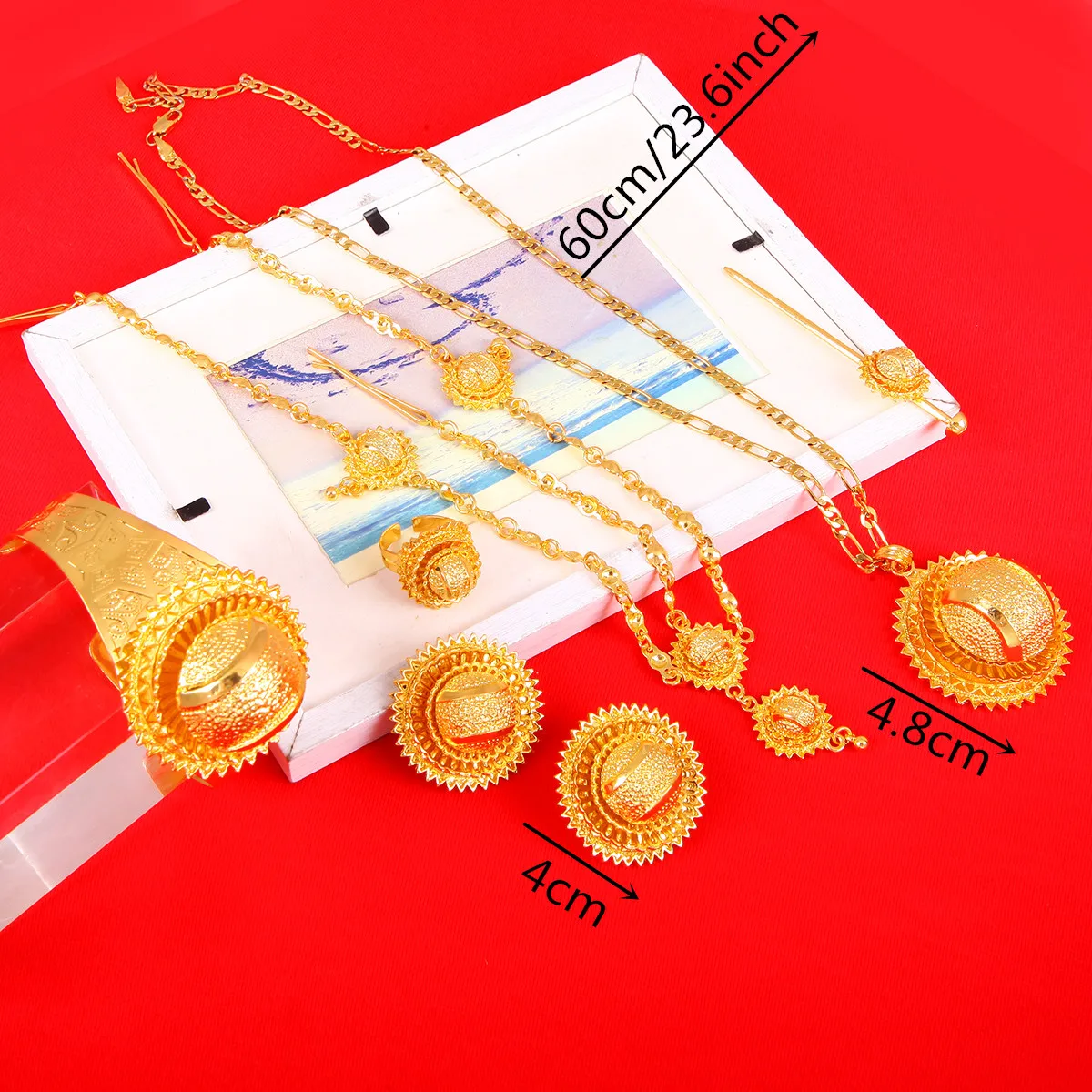 Ethiopian Gold Color Jewelry Sets Women Habesha Style Trendy African Bridal Wedding Jewlry