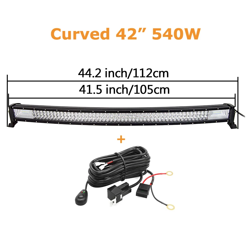 22 32 42 52 inch 270 W 405 W 7d Off Road Led-lichtbalk Gebogen LED-rijverlichting 4x4 Offroad Truck SUV ATV Tractor Boot 12v 24v