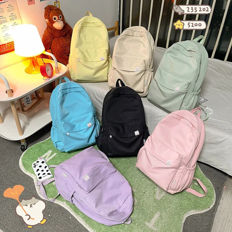 Imagem -05 - Mochila de Nylon Impermeável para Mulheres Bolsa de Viagem Feminina Mochila para Adolescentes Cor Sólida Bookbag Novo