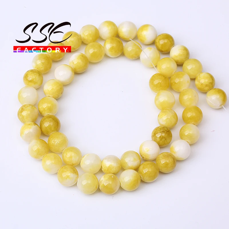 

Natural Stone Beads Round Lemon yellow Persian Jades Loose Spacer Beads For Jewelry Making DIY Bracelet Accessories 15'' 6-12mm