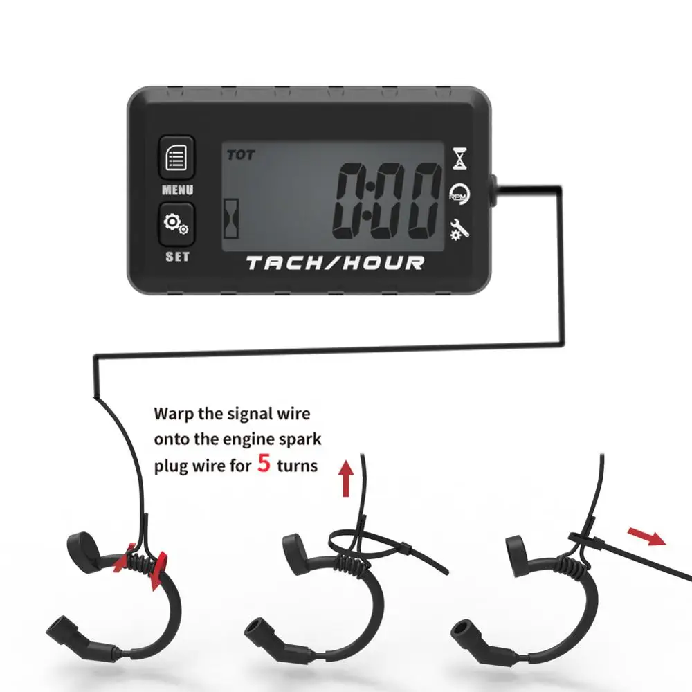 Tachometers Digital Hour Meter Inductive Meter for Boat Motorcycles Gasoline Engine ATV UTV Chainsaws Outboards Motor ATV Marin