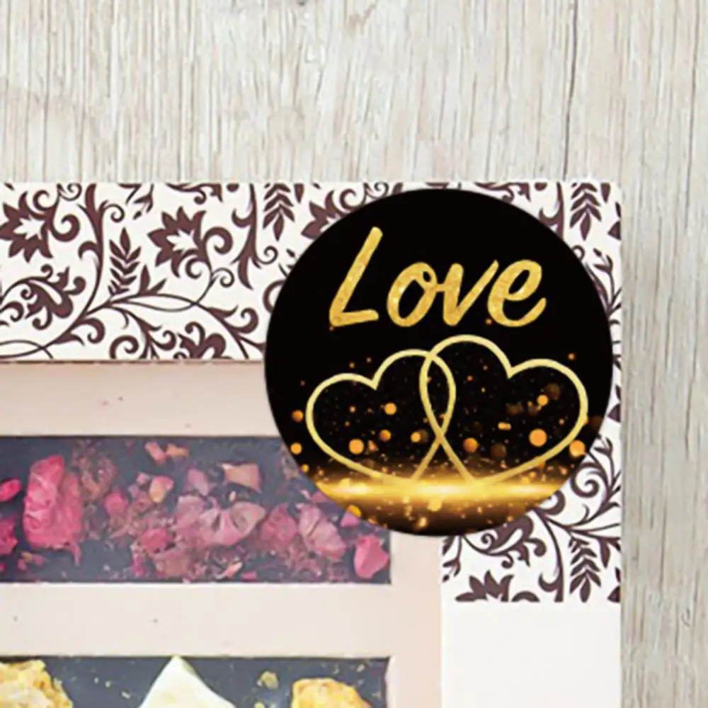 500Pcs/Roll Hart Patroon Labels Stickers Valentines Gift Verpakking Decor Decals