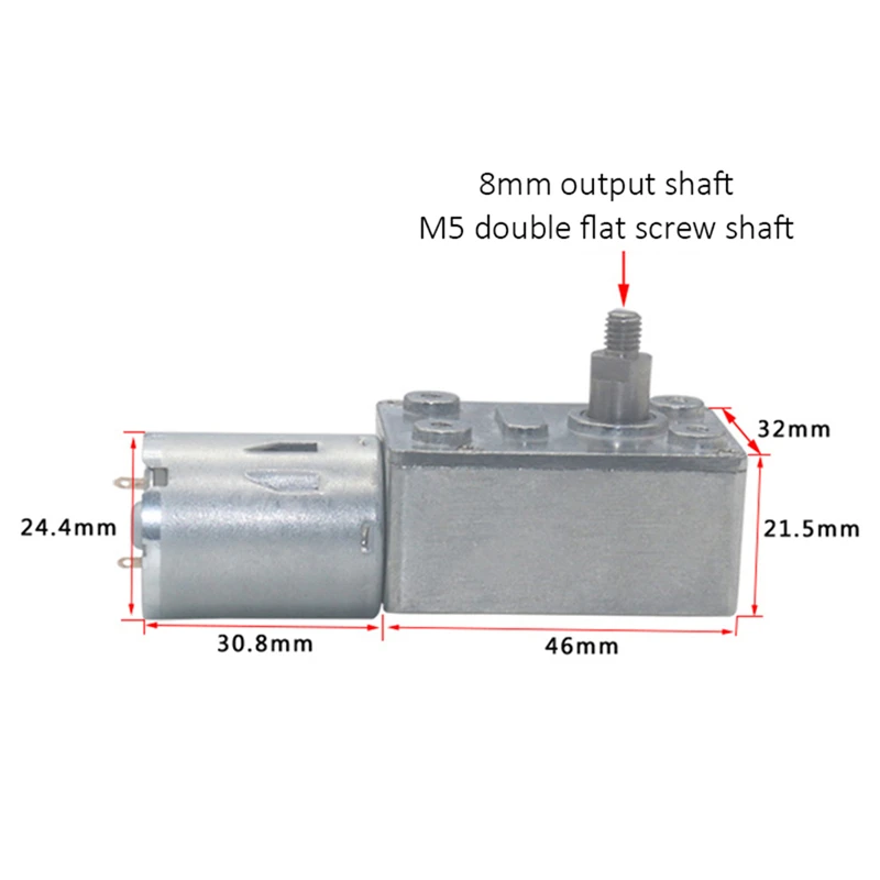Caja de cambios de gusano de Metal, Motor de CC, eje M5, 6V, 12V, 24V, reductor de velocidad de alto par, 6RPM a 210RPM, Motor eléctrico Reversible JGY370